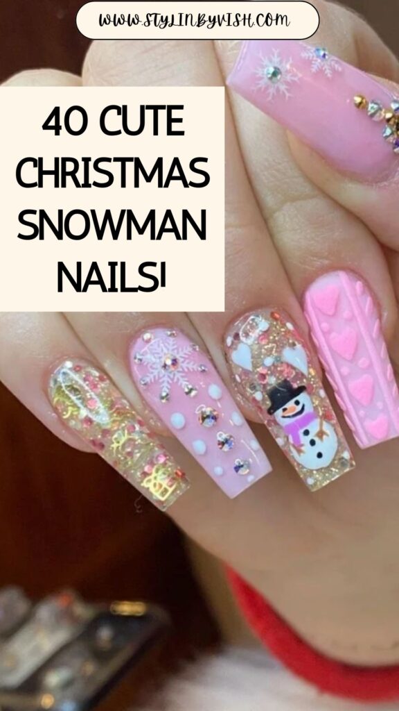 Christmas Snowman Nails